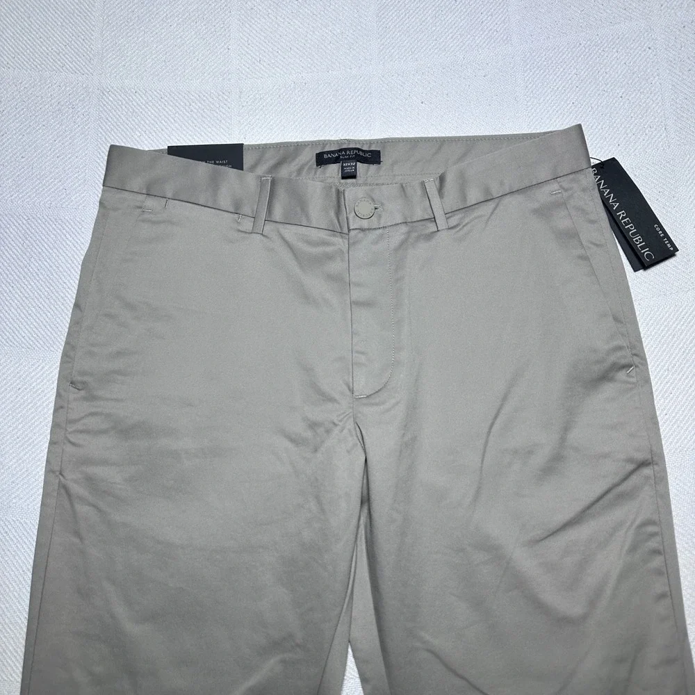 NEW Banana Republic Core Temp Chinos Mens 32x32 Slim Fit Smoked Taupe Tan Pants
